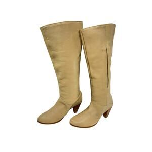 Frye‎ Lila Vintage Boots size 6 Tan Taupe Knee High Leather Slouch Western